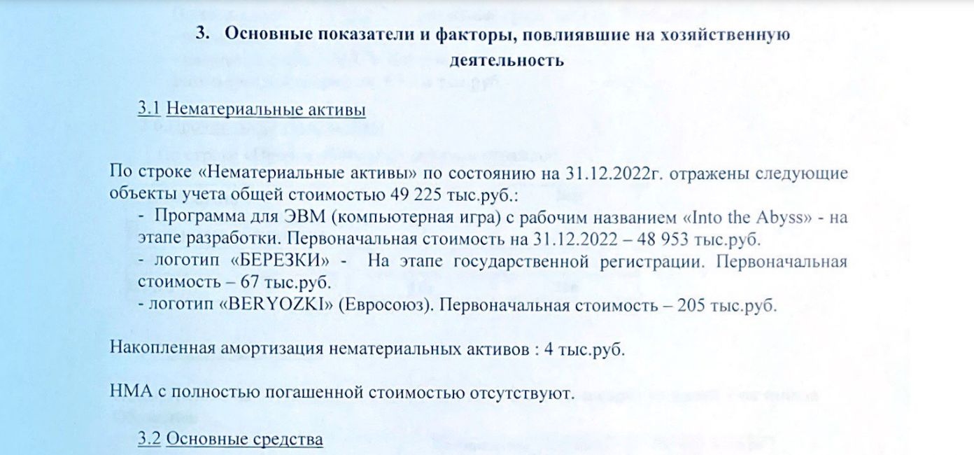 In 2022, Beryozki reported it was developing a game with the working title 'Into the Abyss.'